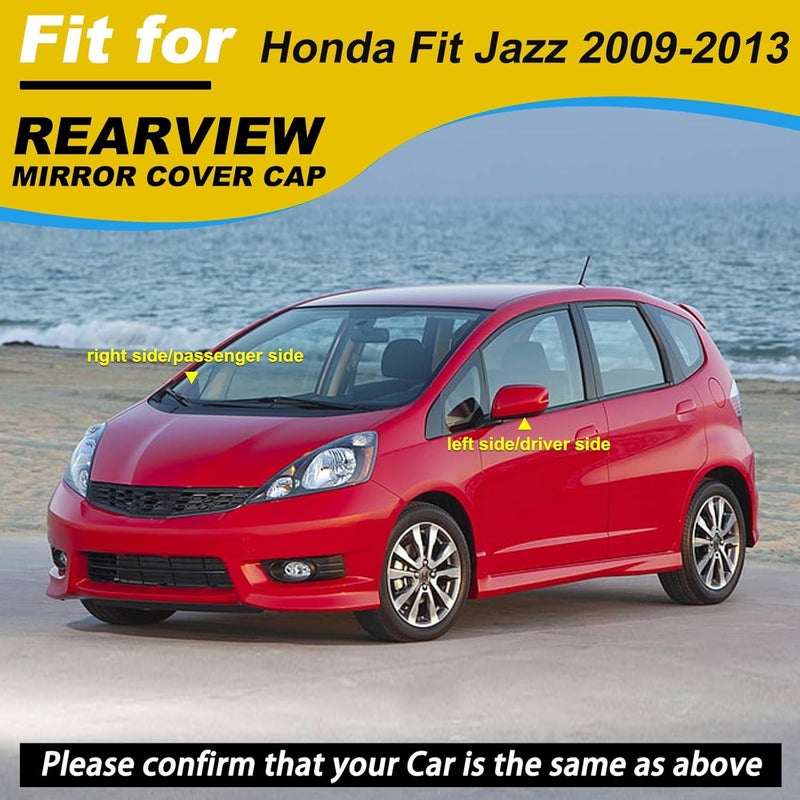 Goholy Car Door Side Rearview Mirror Cover Compatible with Honda Fit Jazz 2009 2010 2011 2012 2013 Housing Rearview Mirror Protective Cover Black Left Side - Image 2